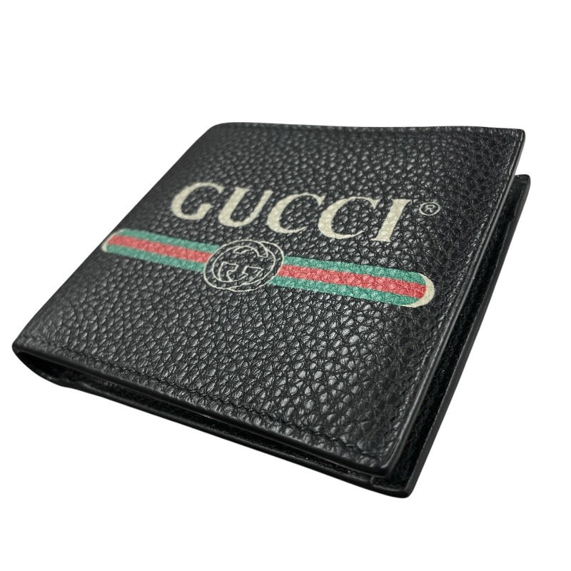 【GUCCI】グッチ ヴィンテージロゴ 496316 二つ折り財布 レザー メンズ 2つ折り 黒 ブラック