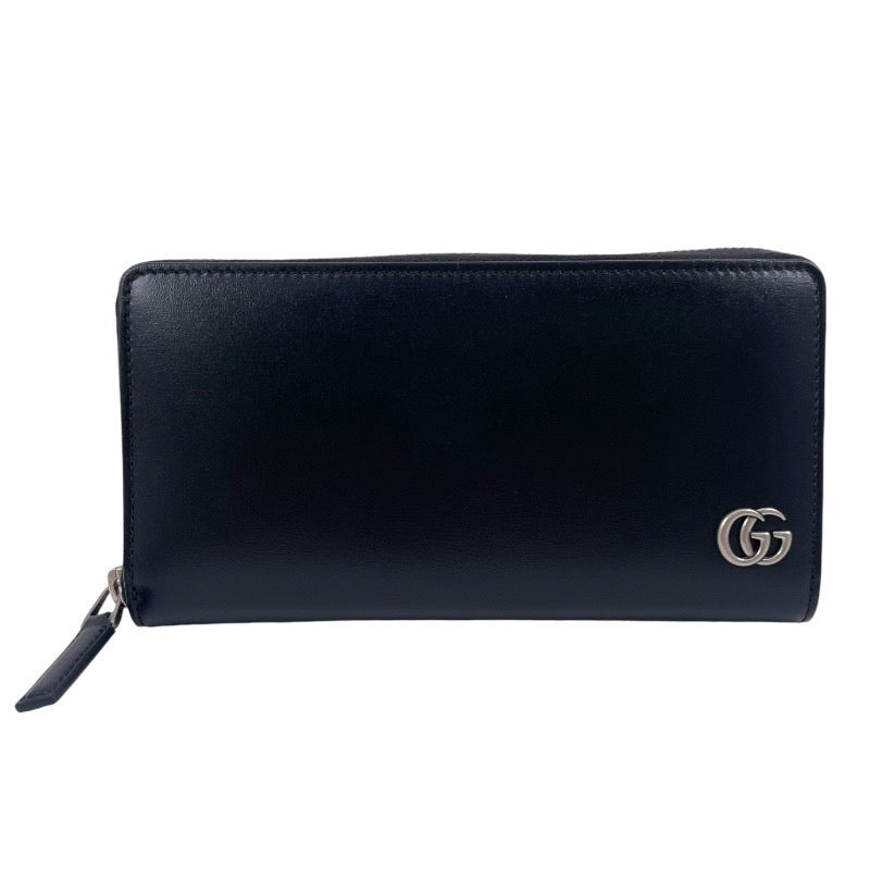【GUCCI】グッチ GGマーモント 428736 長財布 レザー メンズ 本革 ラウンドファスナー ジップアラウンド 黒 ブラック