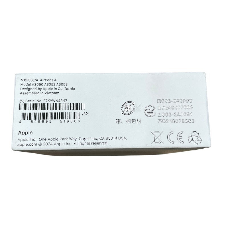 【新品】【Apple】アップル AirPods 4 MXP63J/A オーディオ機器 ユニセックス 新品未使用品 イヤホン ワイヤレス エアポッズ
