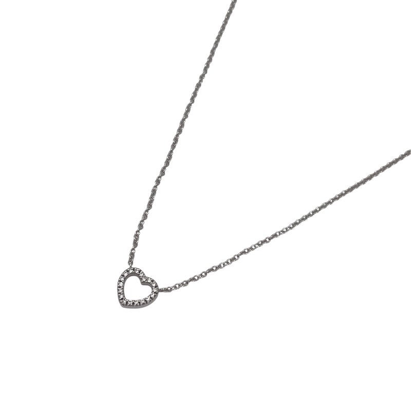 【中古】【TIFFANY&Co.】ティファニー メトロハート ネックレス K18ホワイトゴールド レディース