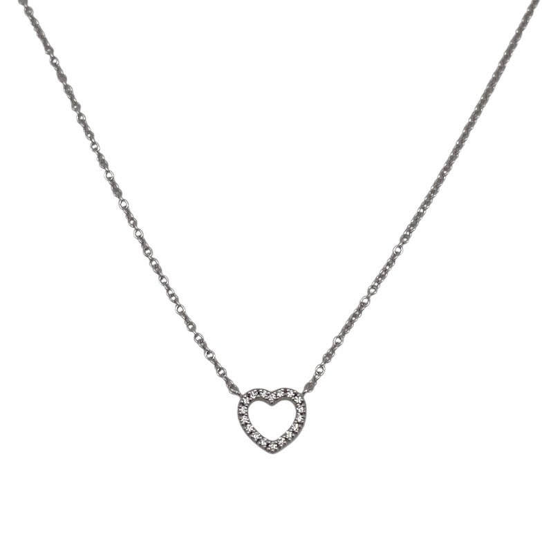 【中古】【TIFFANY&Co.】ティファニー メトロハート ネックレス K18ホワイトゴールド レディース