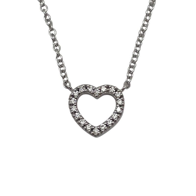 【中古】【TIFFANY&Co.】ティファニー メトロハート ネックレス K18ホワイトゴールド レディース