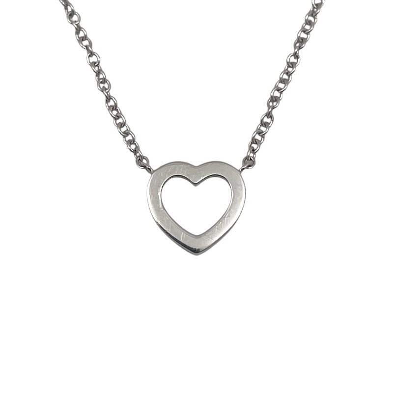 【中古】【TIFFANY&Co.】ティファニー メトロハート ネックレス K18ホワイトゴールド レディース