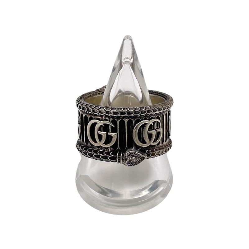 【中古】【GUCCI】グッチ ダブルGスネークメタル リング・指輪 シルバー925 メンズ