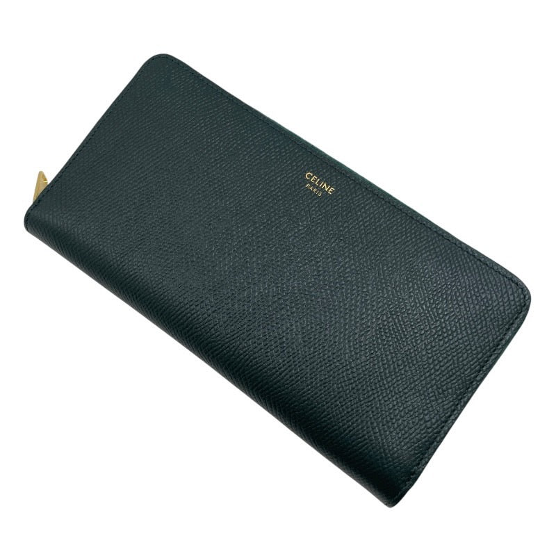 【CELINE】セリーヌ ラージ ジップドウォレット 10B553BEL.31AN 長財布 レザー レディース 新ロゴ グリーン 緑 ラウンドファスナー
