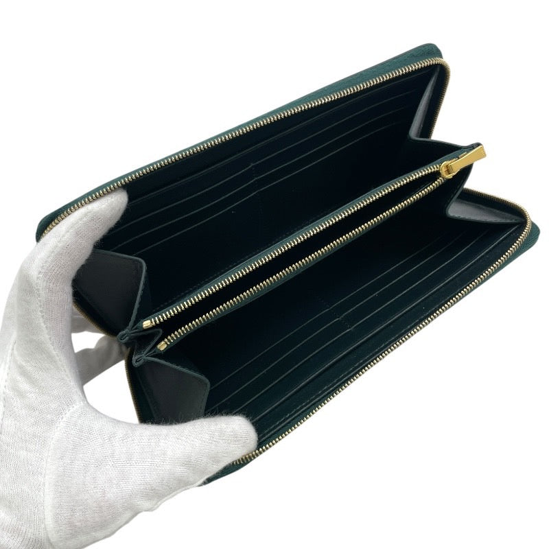 【CELINE】セリーヌ ラージ ジップドウォレット 10B553BEL.31AN 長財布 レザー レディース 新ロゴ グリーン 緑 ラウンドファスナー