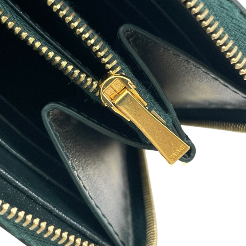 【CELINE】セリーヌ ラージ ジップドウォレット 10B553BEL.31AN 長財布 レザー レディース 新ロゴ グリーン 緑 ラウンドファスナー