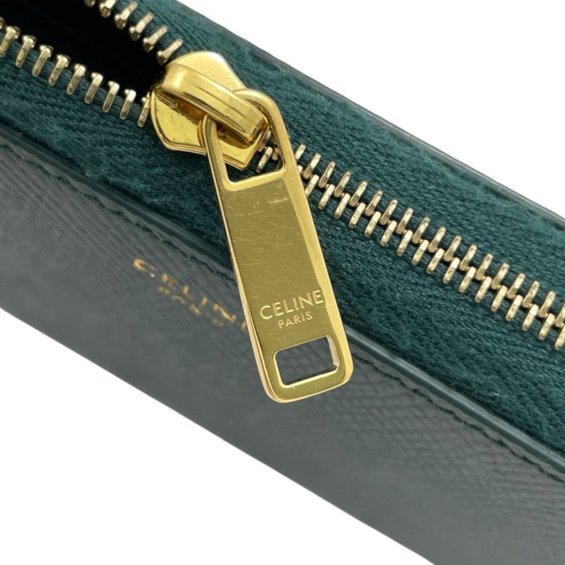 【CELINE】セリーヌ ラージ ジップドウォレット 10B553BEL.31AN 長財布 レザー レディース 新ロゴ グリーン 緑 ラウンドファスナー