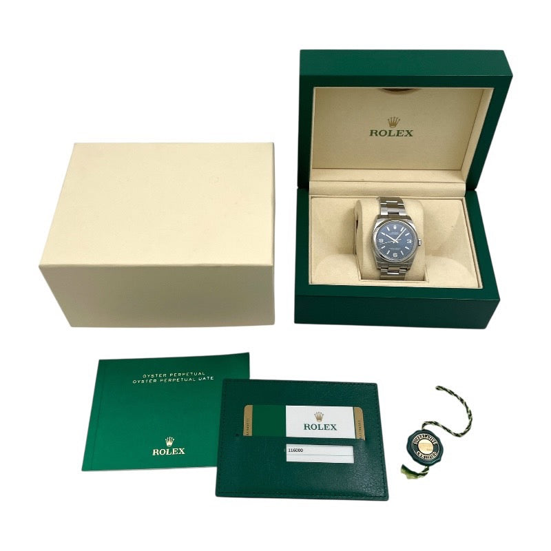 【ROLEX】ロレックス オイスターパーペチュアル 116000 腕時計 ステンレススチール メンズ ランダム番 2019年ギャラ ブルー369 青文字盤 自動巻き