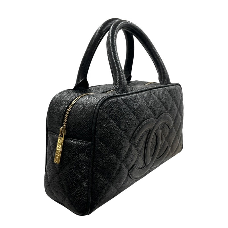 【CHANEL】シャネル ミニボストン A20996 ハンドバッグ レザー レディース 9番台 キャビアスキン 黒 ブラック ボーリング
