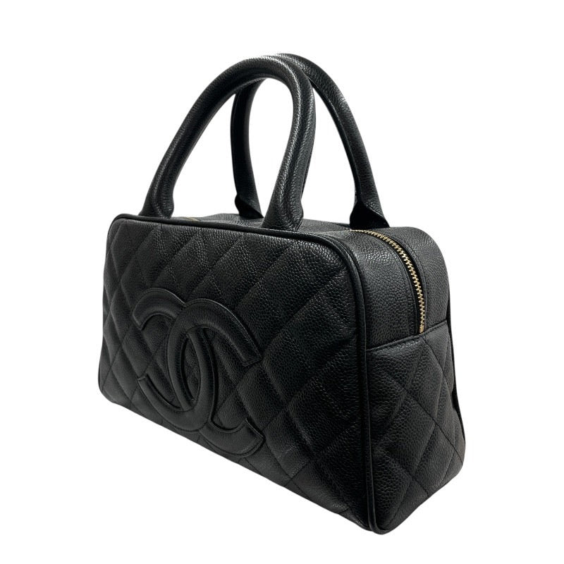 【CHANEL】シャネル ミニボストン A20996 ハンドバッグ レザー レディース 9番台 キャビアスキン 黒 ブラック ボーリング
