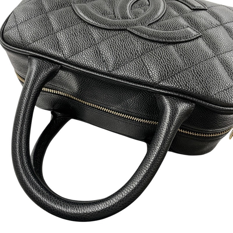 【CHANEL】シャネル ミニボストン A20996 ハンドバッグ レザー レディース 9番台 キャビアスキン 黒 ブラック ボーリング