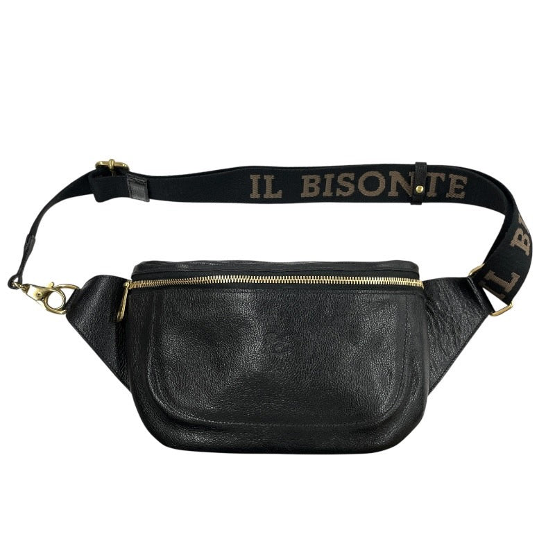 【IL BISONTE】イルビゾンテ バムバッグ ウエストバッグ 54222300911 ボディバッグ レザー メンズ 黒 ブラック ショルダー