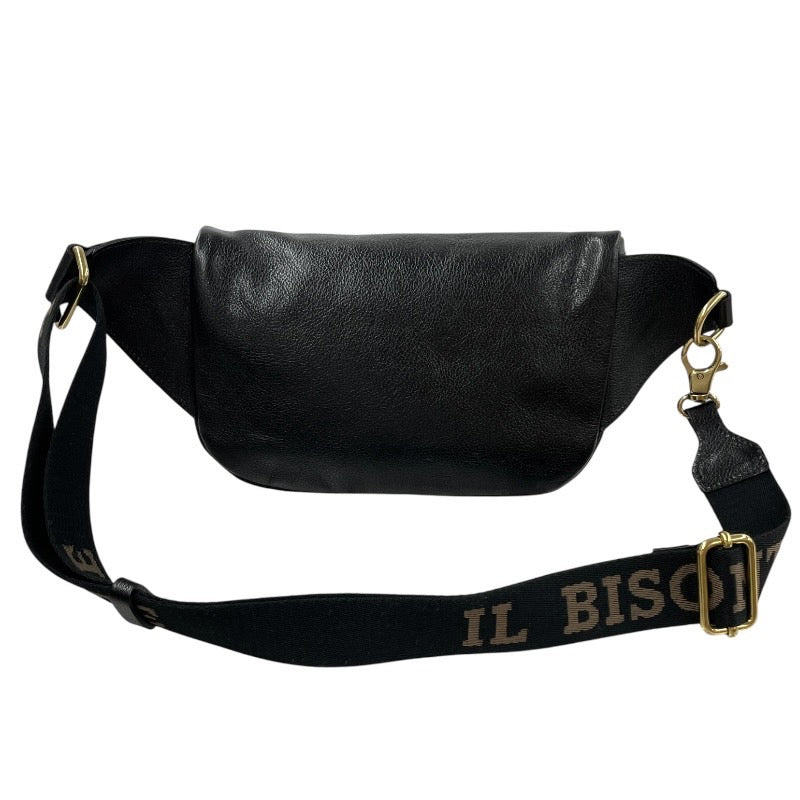 【IL BISONTE】イルビゾンテ バムバッグ ウエストバッグ 54222300911 ボディバッグ レザー メンズ 黒 ブラック ショルダー
