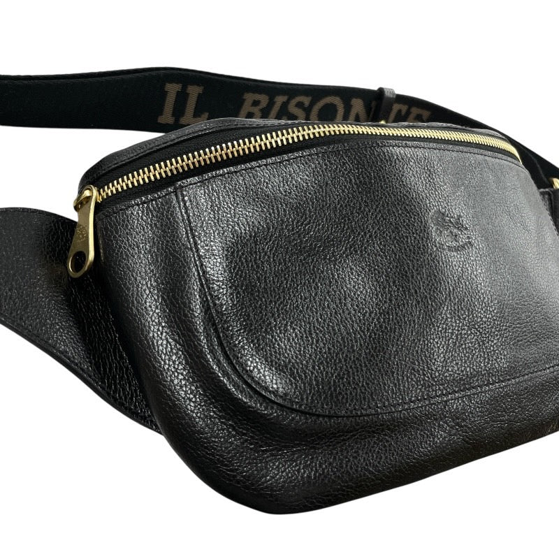 【IL BISONTE】イルビゾンテ バムバッグ ウエストバッグ 54222300911 ボディバッグ レザー メンズ 黒 ブラック ショルダー