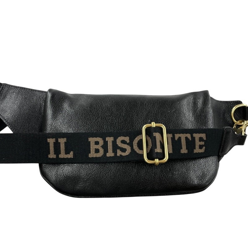 【IL BISONTE】イルビゾンテ バムバッグ ウエストバッグ 54222300911 ボディバッグ レザー メンズ 黒 ブラック ショルダー