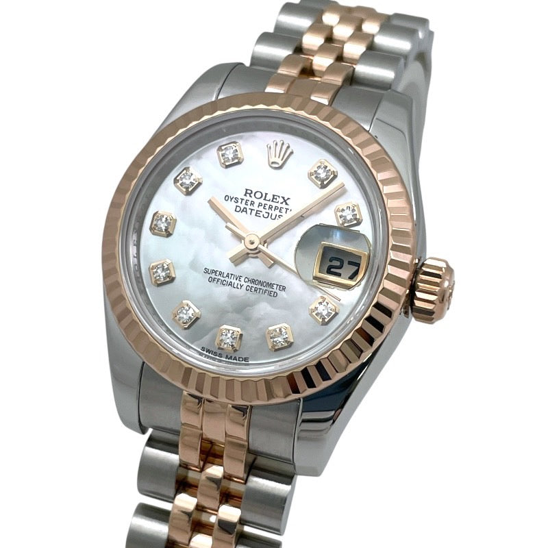 【ROLEX】ロレックス デイトジャスト 179171NG 腕時計 K18ピンクゴールド レディース G番 シェル 11Pダイヤモンド