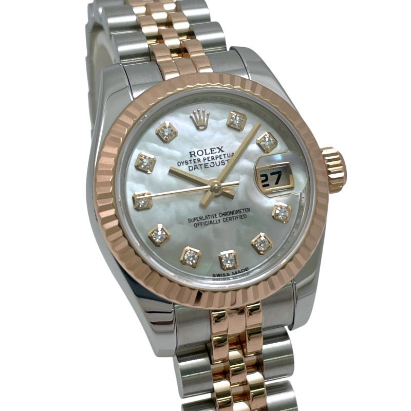 【ROLEX】ロレックス デイトジャスト 179171NG 腕時計 K18ピンクゴールド レディース G番 シェル 11Pダイヤモンド