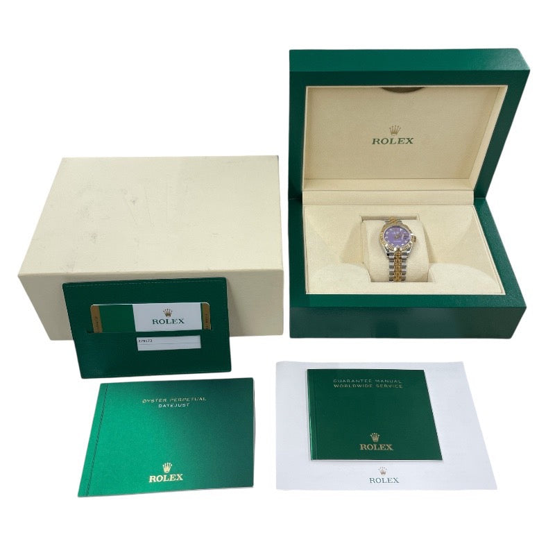 【ROLEX】ロレックス デイトジャスト28 279173G 腕時計 SS/YG レディース ランダム番 2019年ギャラ ラベンダータペストリー 10Pダイヤモンド