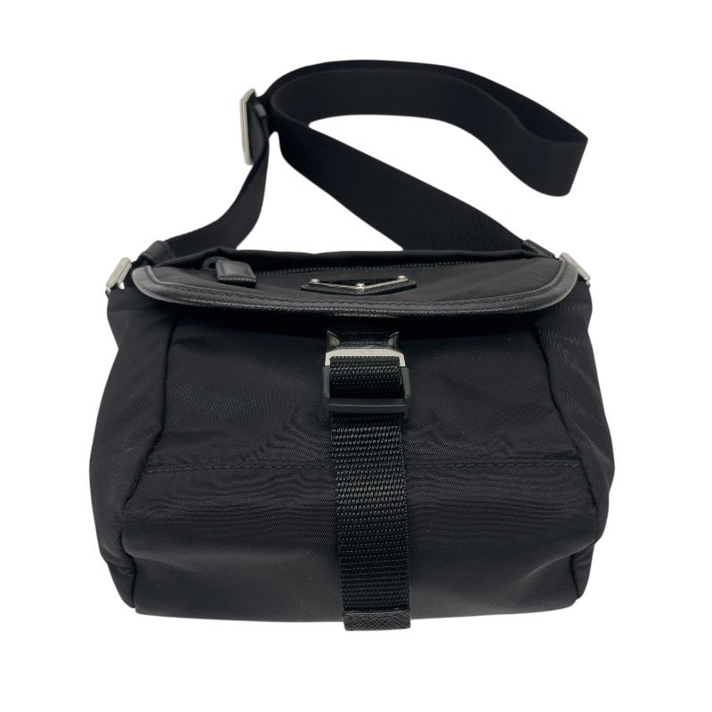 【PRADA】プラダ クロスボディ 2VD070 ショルダーバッグ ナイロン メンズ Re-Nylon サフィアーノレザー 黒 ブラック リナイロン レディース