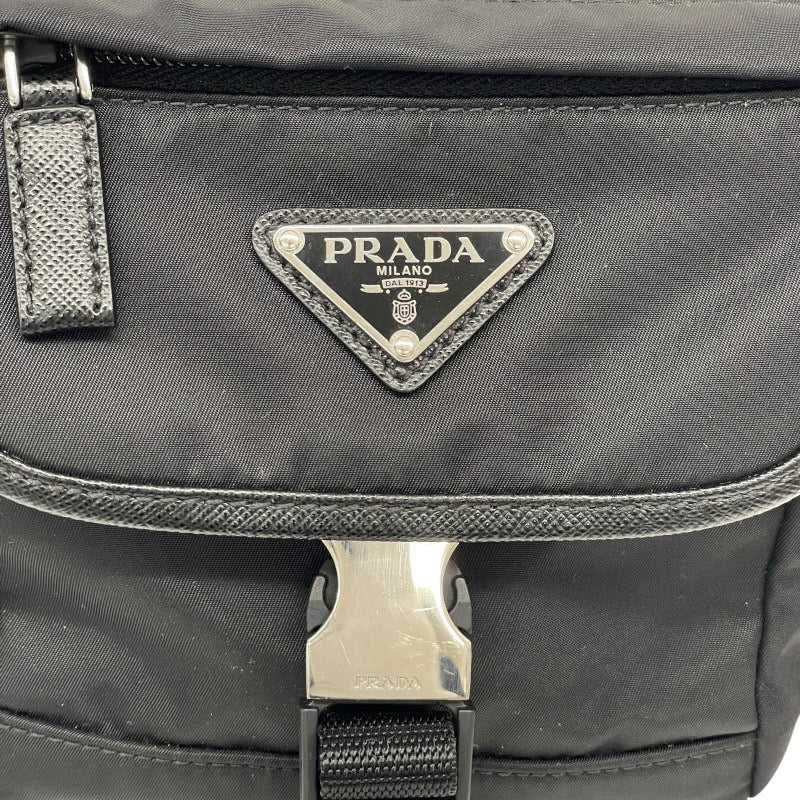 【PRADA】プラダ クロスボディ 2VD070 ショルダーバッグ ナイロン メンズ Re-Nylon サフィアーノレザー 黒 ブラック リナイロン レディース
