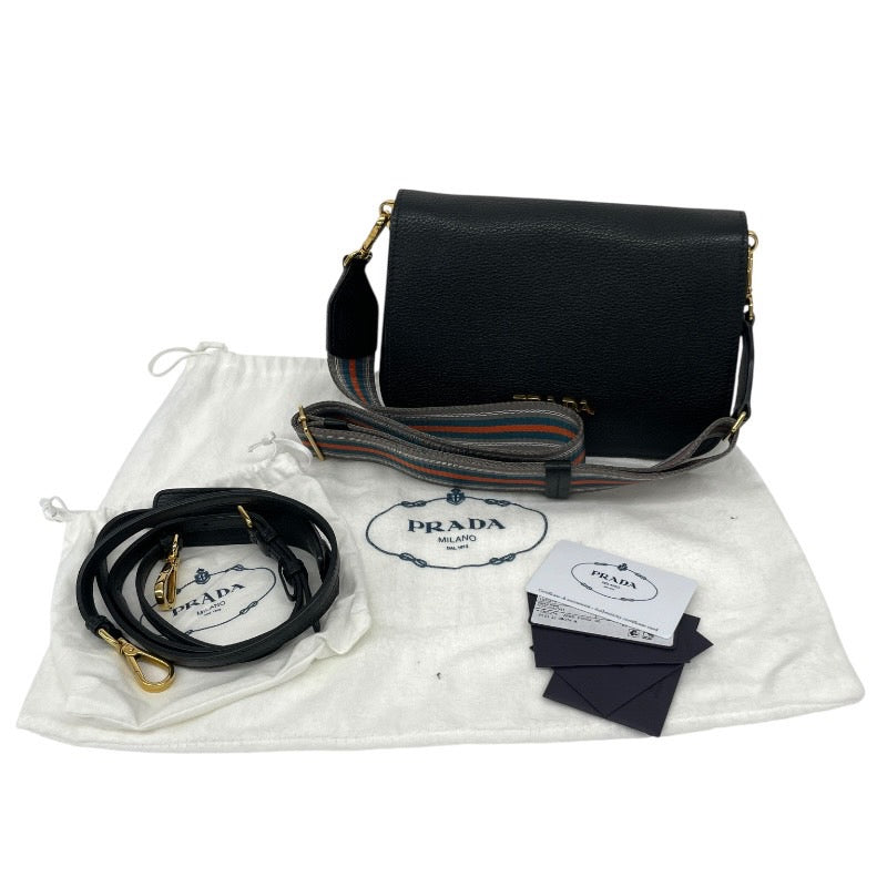 【PRADA】プラダ ヴィッテロダイノ クロスボディ 1BD274 ショルダーバッグ レザー レディース 黒 ブラック ポシェット RFID