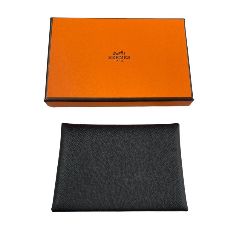 【新品】エルメス　カルヴィデュオ　財布　カードケース　名刺入れ　黒　刻印 W HERMES】エルメス カルヴィデュオ カードケース ヴォーエプソン