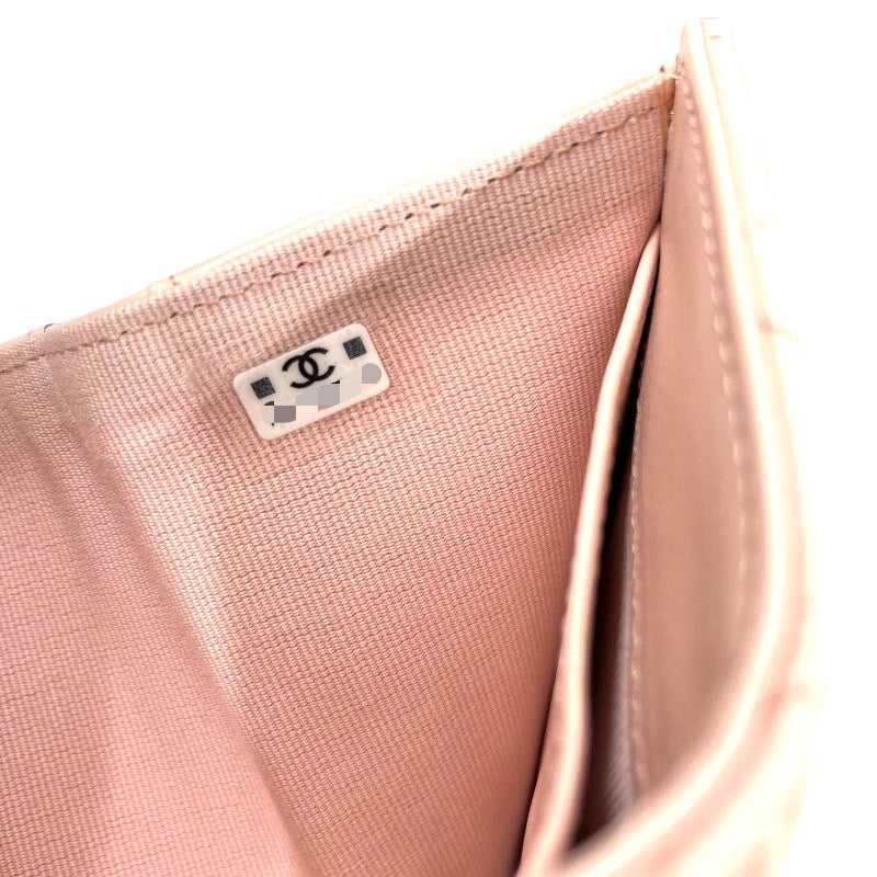 【CHANEL】シャネル マトラッセ スモール フラップウォレット 三つ折り財布 レザー レディース ランダムシリアル キャビアスキン ピンク ビジュー ココマーク