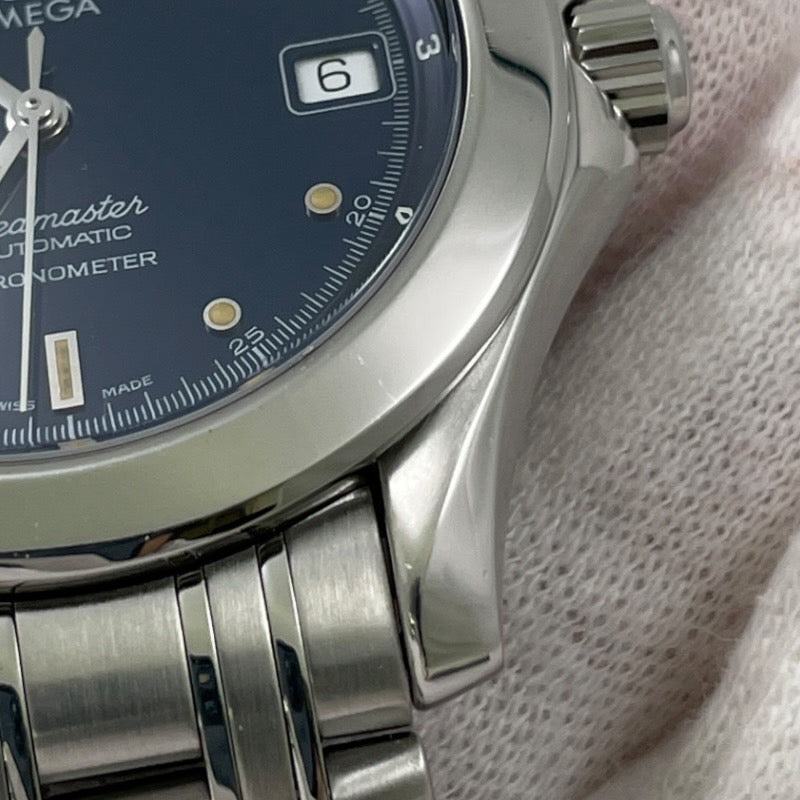 【OMEGA】オメガ シーマスター 36mm 2501.80 腕時計 ステンレススチール メンズ 自動巻き オートマティック 青文字盤 ブルー クロノメーター