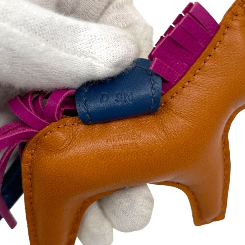 【HERMES】エルメス ロデオチャームPM その他小物 レザー レディース D刻印 2019年製造 ブラウン ブルー チャーム