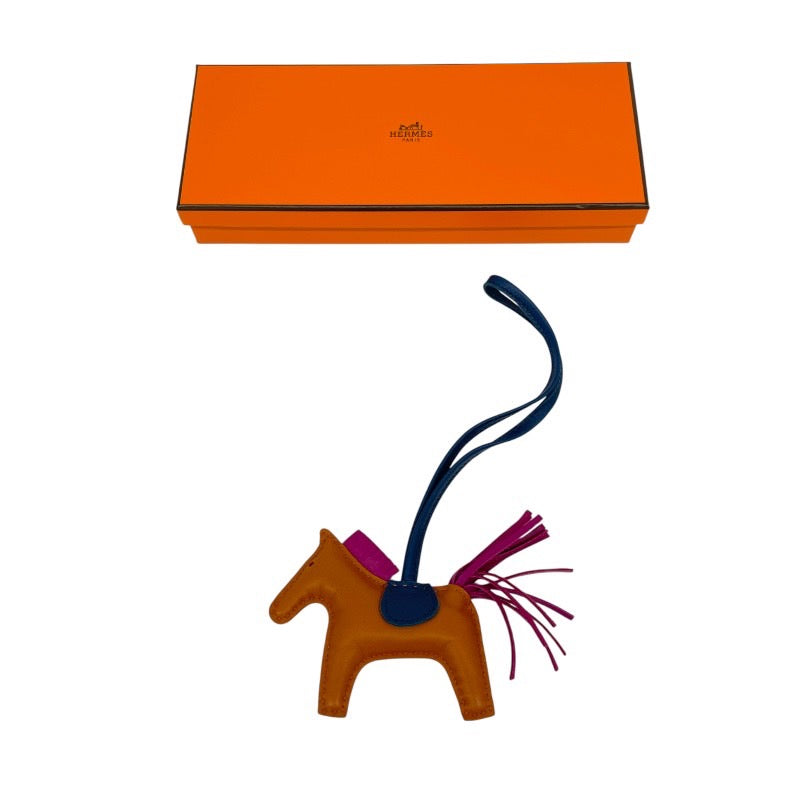 【HERMES】エルメス ロデオチャームPM その他小物 レザー レディース D刻印 2019年製造 ブラウン ブルー チャーム