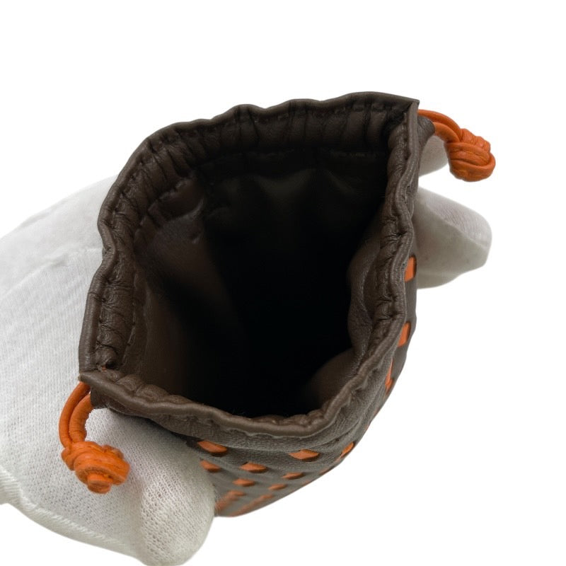 【HERMES】エルメス ポシェットピローPM ポーチ レザー レディース ブラウン オレンジ 巾着 眼鏡 メガネケース