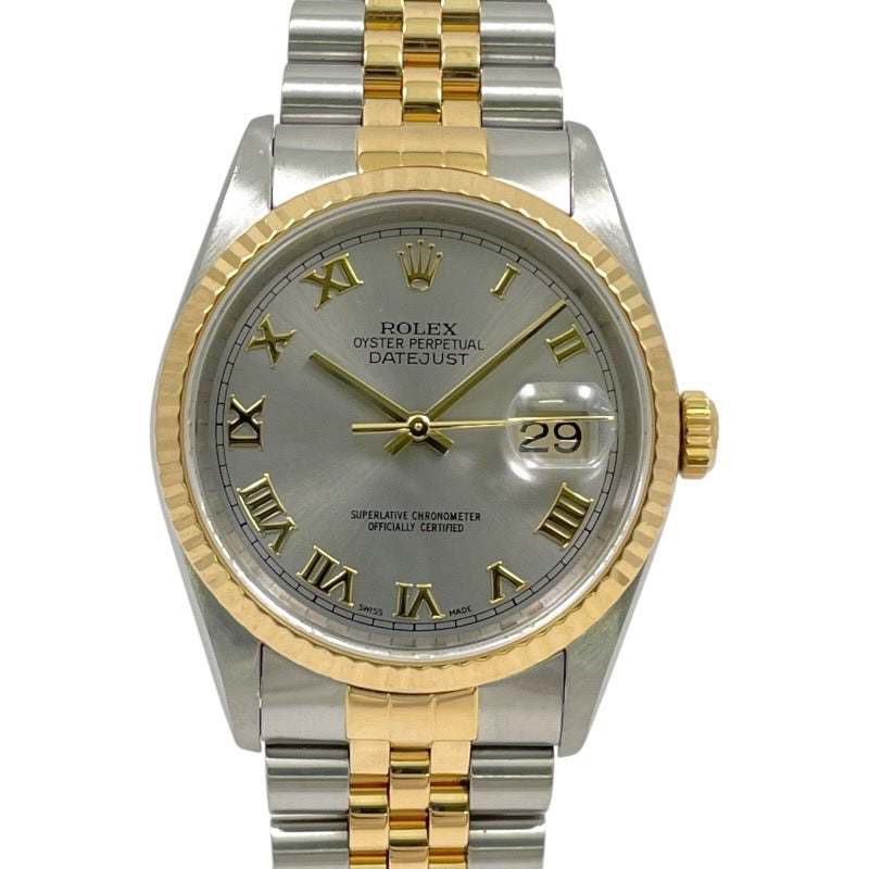 【ROLEX】ロレックス デイトジャスト 16233 腕時計 SS/YG メンズ K番 自動巻き グレーローマン スレート