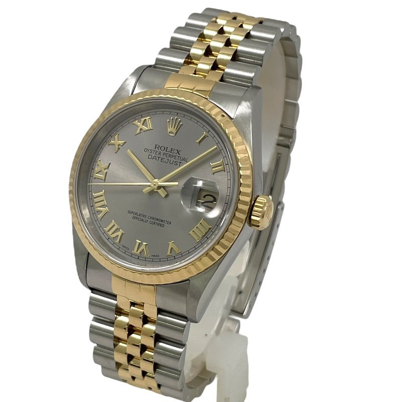 【ROLEX】ロレックス デイトジャスト 16233 腕時計 SS/YG メンズ K番 自動巻き グレーローマン スレート
