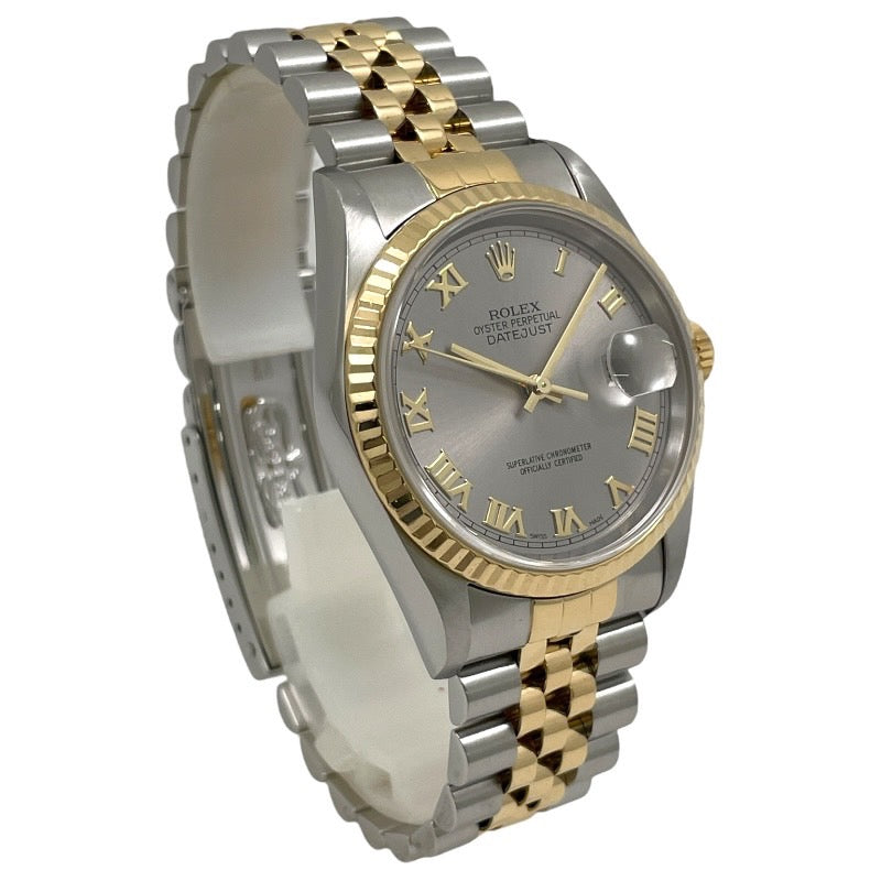 【ROLEX】ロレックス デイトジャスト 16233 腕時計 SS/YG メンズ K番 自動巻き グレーローマン スレート