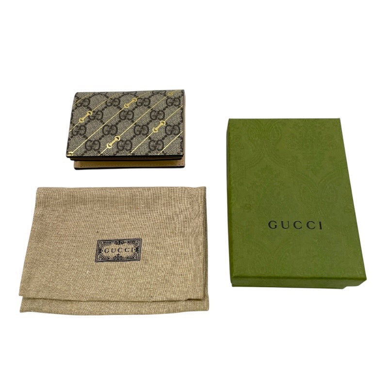 【GUCCI】グッチ GGスプリーム コンパクトウォレット 774332 二つ折り財布 レディース ホースビットプリント