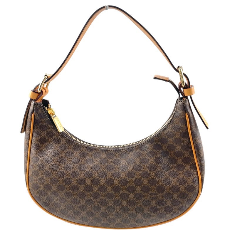 【CELINE】セリーヌ マカダム ワンショルダー ショルダーバッグ レザー レディース セミショル ハンド アクセサリーポーチ ブラウン CE00/24