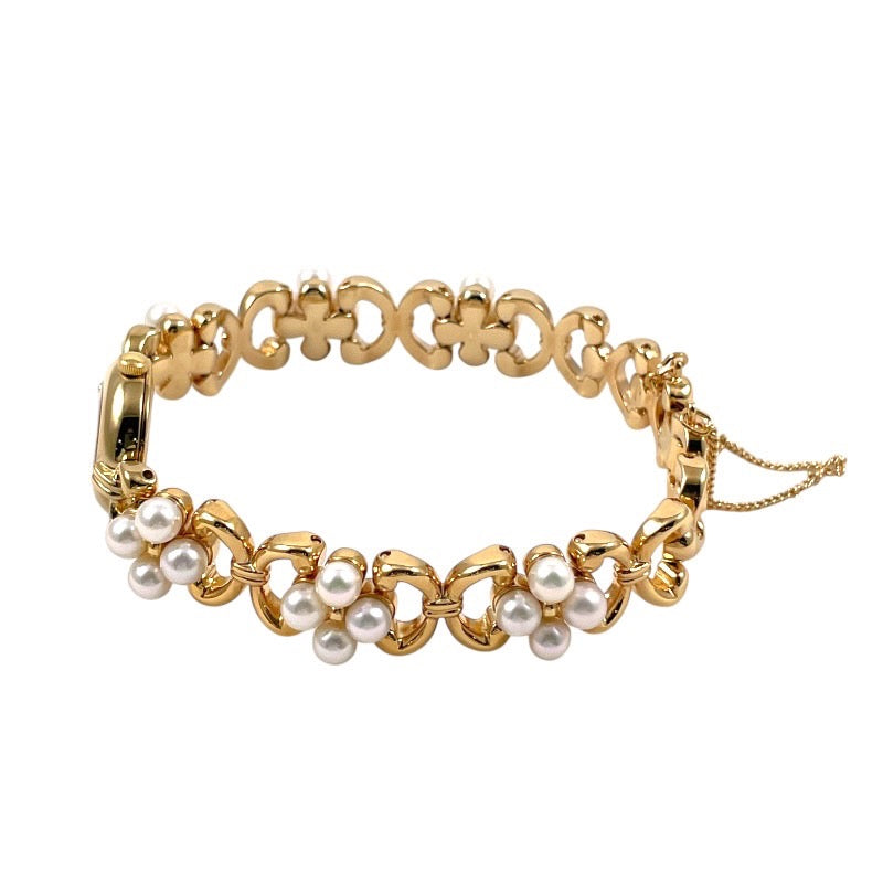 【MIKIMOTO】ミキモト パール ブレスレットウォッチ NNS-8015PF 腕時計 GP レディース クォーツ シェル文字盤 ベビーパール
