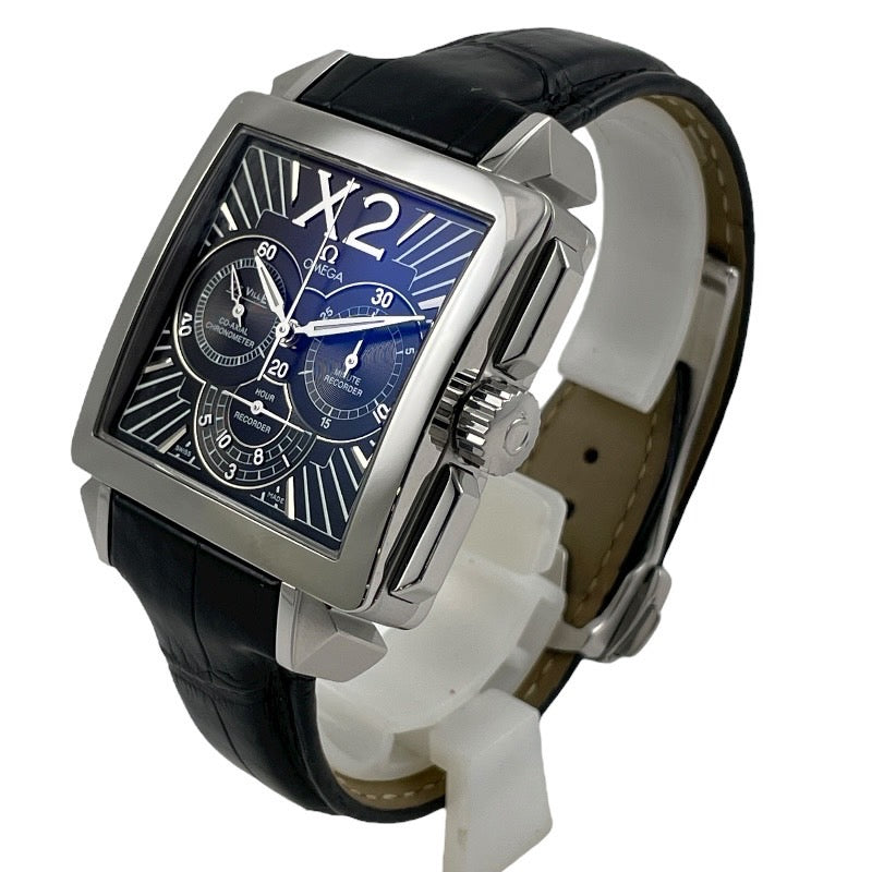 【OMEGA】オメガ デビル X2 クロノグラフ 423.13.37.50.01.001 腕時計 SS/レザー メンズ 自動巻き コーアクシャル 黒 ブラック