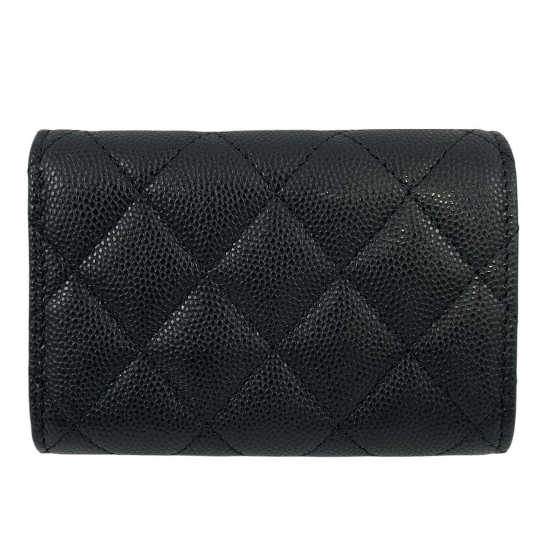 【CHANEL】シャネル コンパクトウォレット AP3518 三つ折り財布 レザー レディース キャビアスキン ランダムシール 黒 ブラック ココマーク