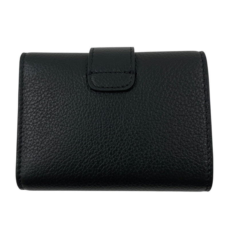 【CELINE】セリーヌ ファイン ストラップウォレット ニノ 10M963GHH.38NO 三つ折り財布 レザー レディース 黒 ブラック コンパクトウォレット