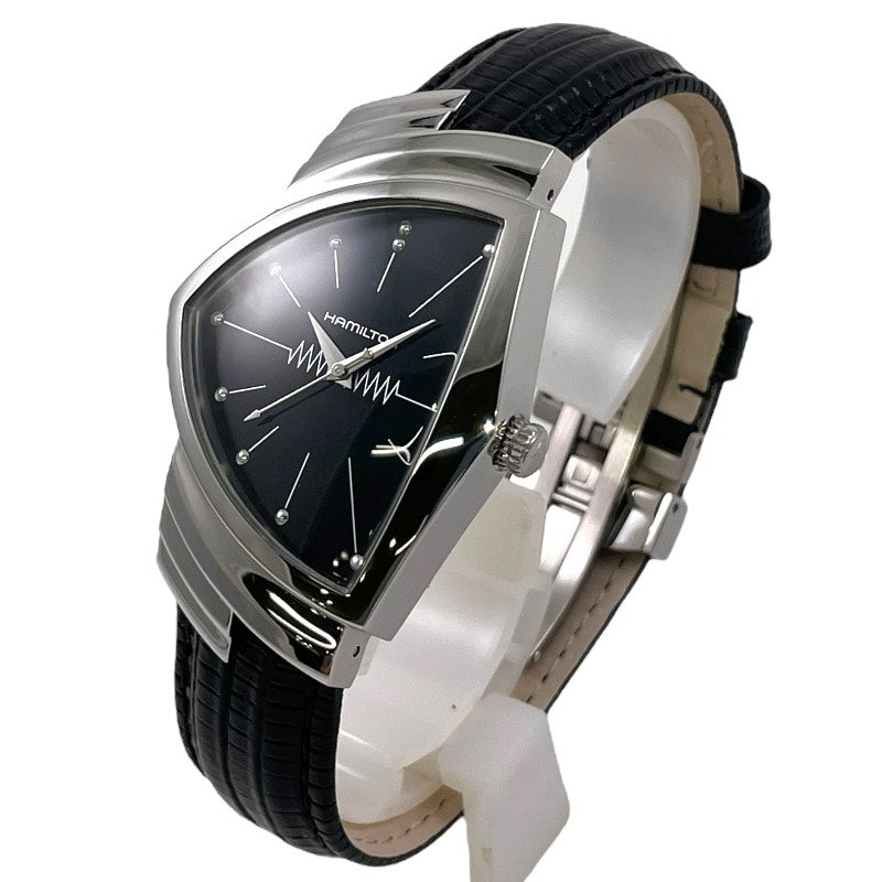 【HAMILTON】ハミルトン ベンチュラ Ｈ24211732 (H244112) 腕時計 SS/レザー メンズ クォーツ 黒文字盤 ブラック