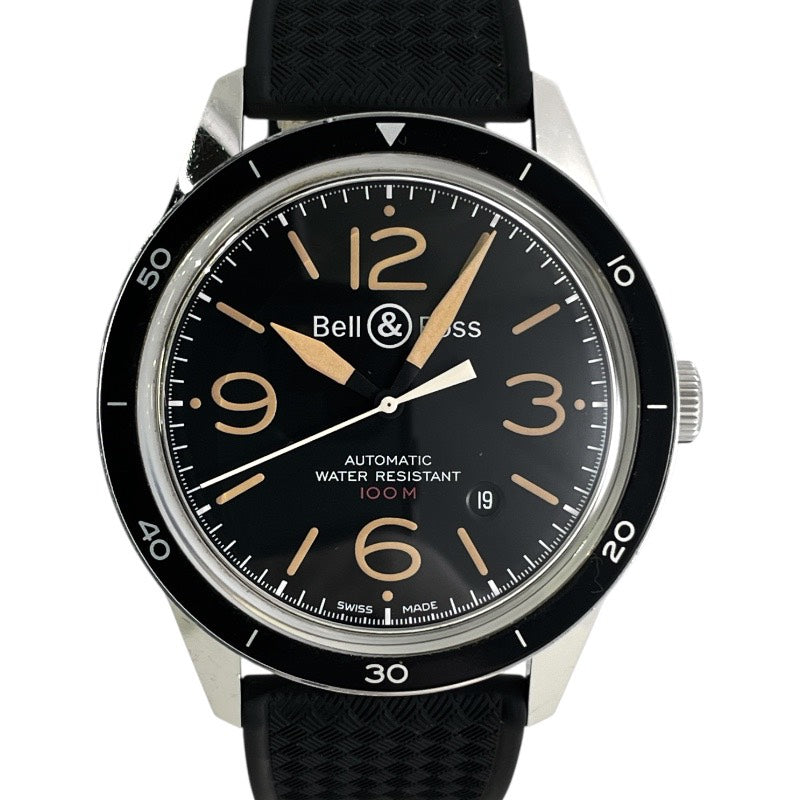【Bell＆Ross】ベル＆ロス スポーツ ヘリテージ BR123-92-SP 腕時計 SS/ラバー メンズ 自動巻き 100m デイト 黒文字盤 ブラック