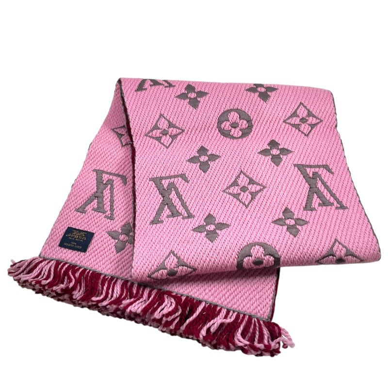 【LOUIS VUITTON】ルイ・ヴィトン エシャルプ ロゴマニア デュオ M73887 マフラー レディース 新品未使用品 赤 ボルドー ピンク ウール シルク