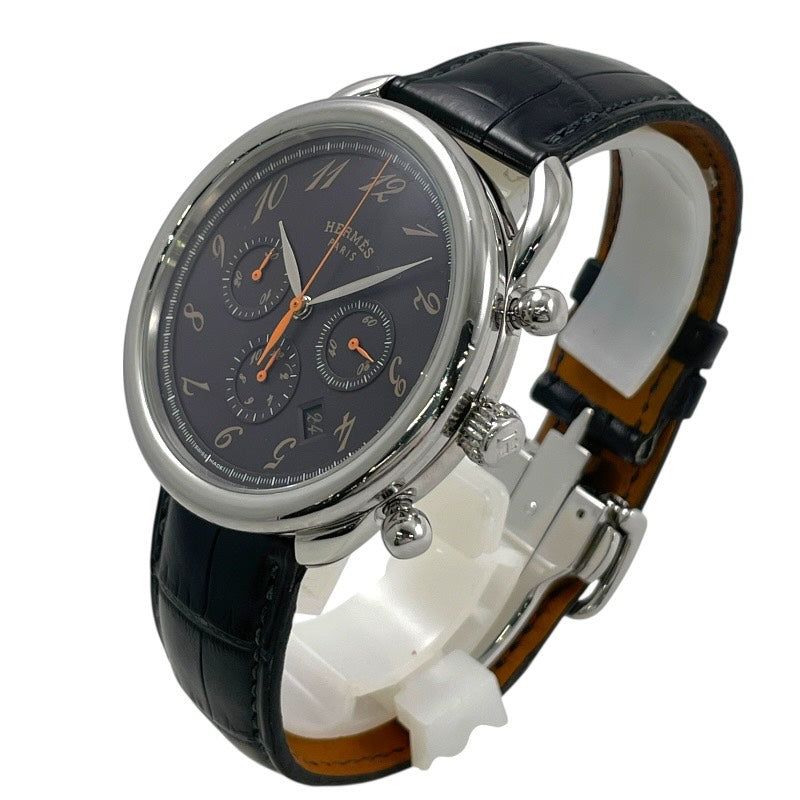 HERMES アナログ腕時計 黒レザー HERMES 時計 ケープコッド 黒 レザー ケープコッド 黒文字盤 SS