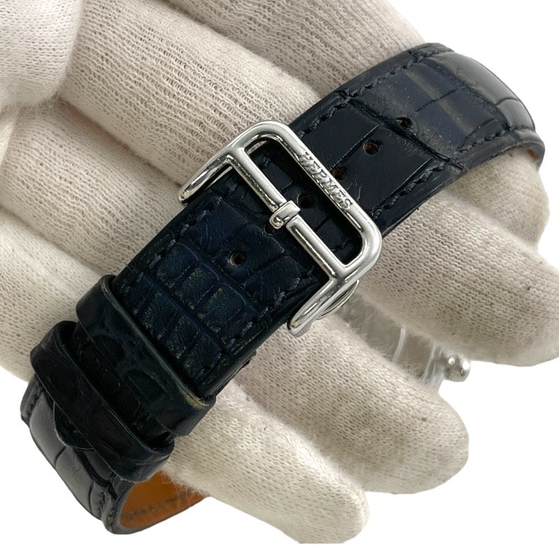 【HERMES】エルメス アルソー クロノグラフ AR4.910a 腕時計 SS/レザー メンズ 自動巻き ブラック 黒文字盤