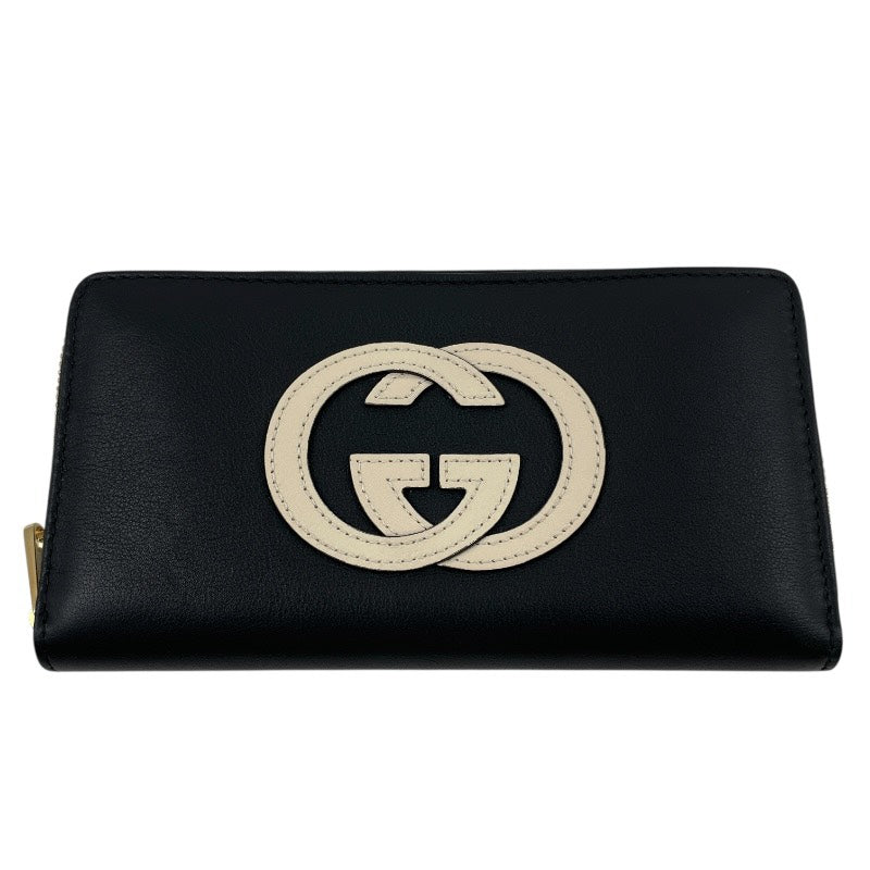 【GUCCI】グッチ インターロッキングG ジップアラウンドウォレット 658839 長財布 レザー メンズ 黒 ブラック ラウンドファスナー レディース