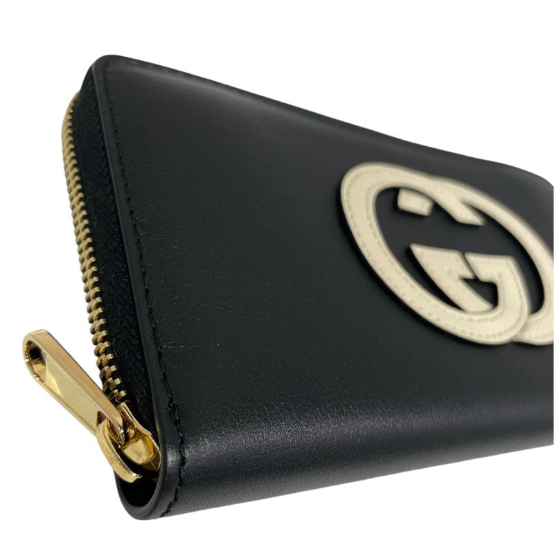 【GUCCI】グッチ インターロッキングG ジップアラウンドウォレット 658839 長財布 レザー メンズ 黒 ブラック ラウンドファスナー レディース