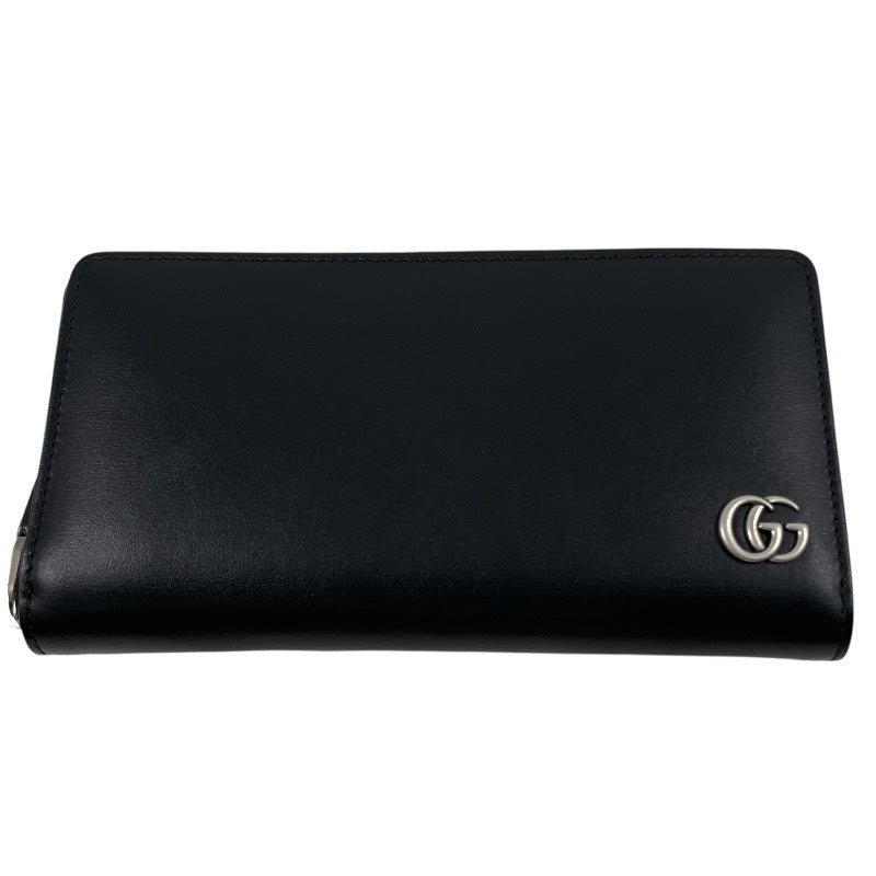 【GUCCI】グッチ GGマーモント ジップアラウンドウォレット 428736 長財布 レザー メンズ 本革 ラウンドファスナー 黒 ブラック レディース