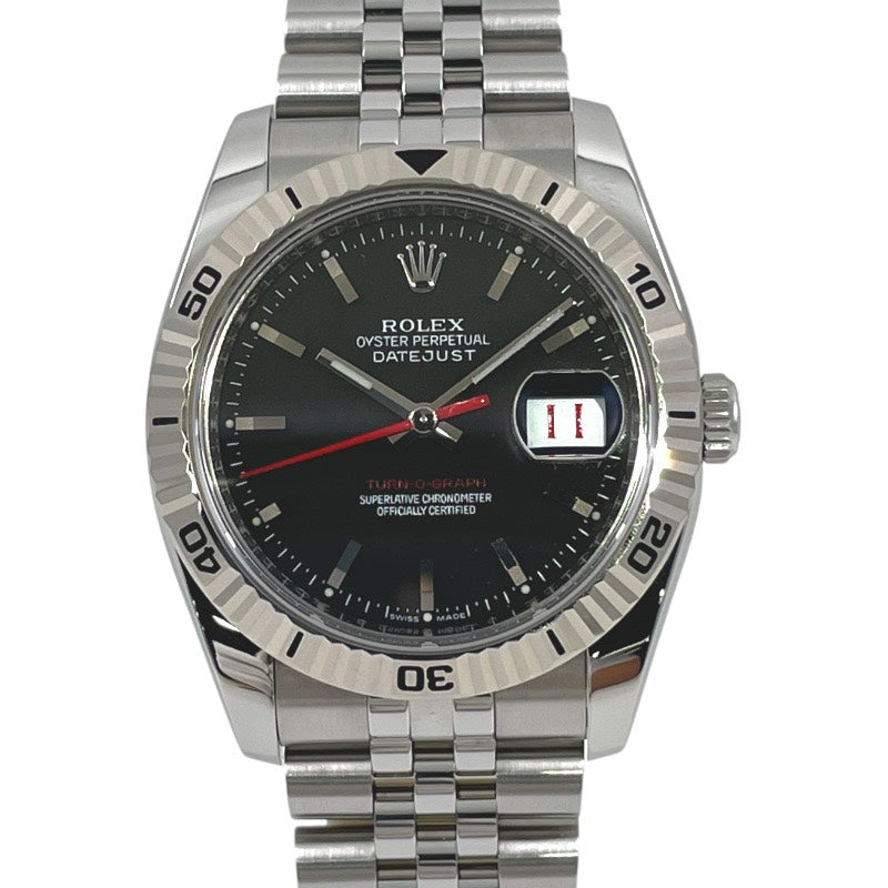 【ROLEX】ロレックス デイトジャスト ターノグラフ 116264 腕時計 SS/WG メンズ G番 自動巻き 黒文字盤 ブラック ジュビリーブレス